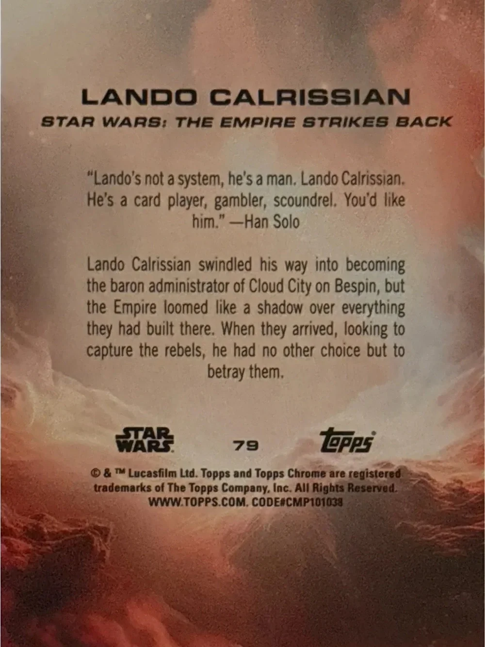 Topps Chrome Star Wars Lando Calrissian Card - Picture 2 of 2